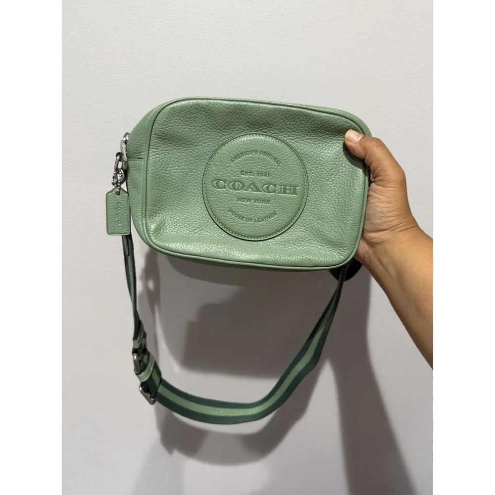 COACH Dempsey Leather Camera Bag Mini Shoulder Bag Sage Green C2828‎ F
